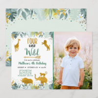 Four Ever Wild Greenery Gold Safari Anniversaire