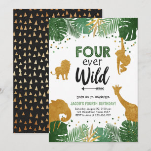 Invitation Four Ever Wild Safari Animal Boy Anniversaire