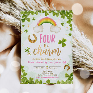 Invitation Four Is A Charm St Patrick's 4th Birthday Party
