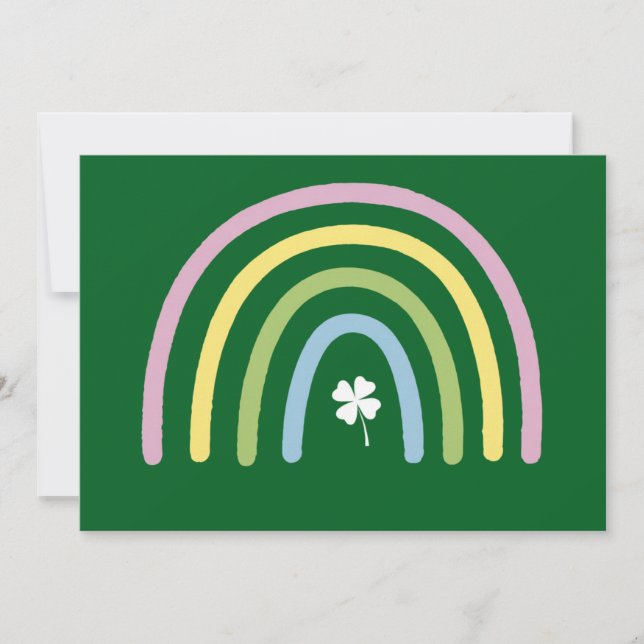 Invitation Four Leaf Clover Rainbow St Patrick's Day (Devant)