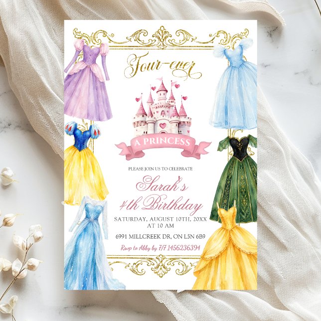 Invitation Fourever une fête d'anniversaire de princesse (Créateur téléchargé)