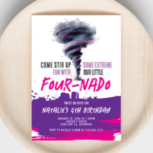 Invitation Fournado Twister Tornado rose violet Anniversaire