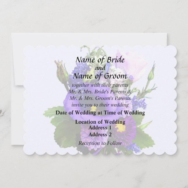 Invitation Fournitures de bouquet violet avec lys et delphini (Devant)