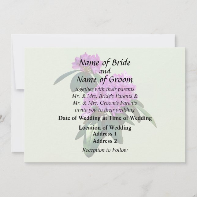 Invitation Fournitures de mariage aux jolis rhododendrons ros (Devant)