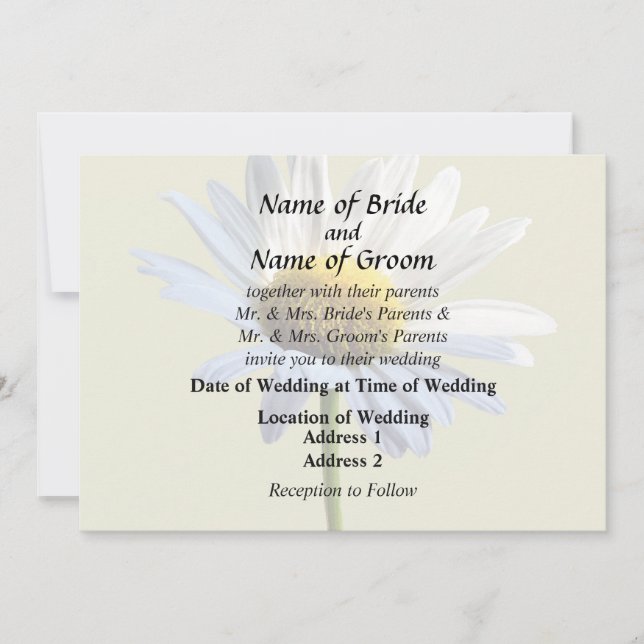Invitation Fournitures de mariage Daisy Shadow et Light (Devant)