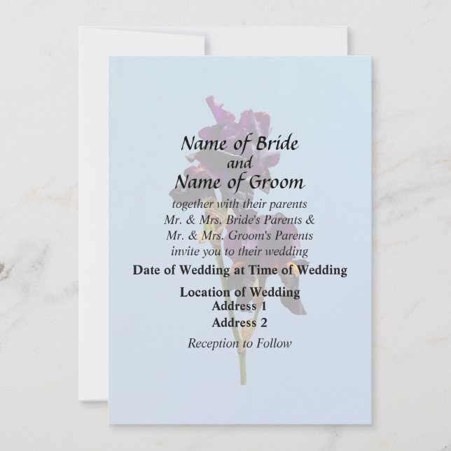 Invitation Fournitures de mariage Deux Iris Violet Foncé (Devant)