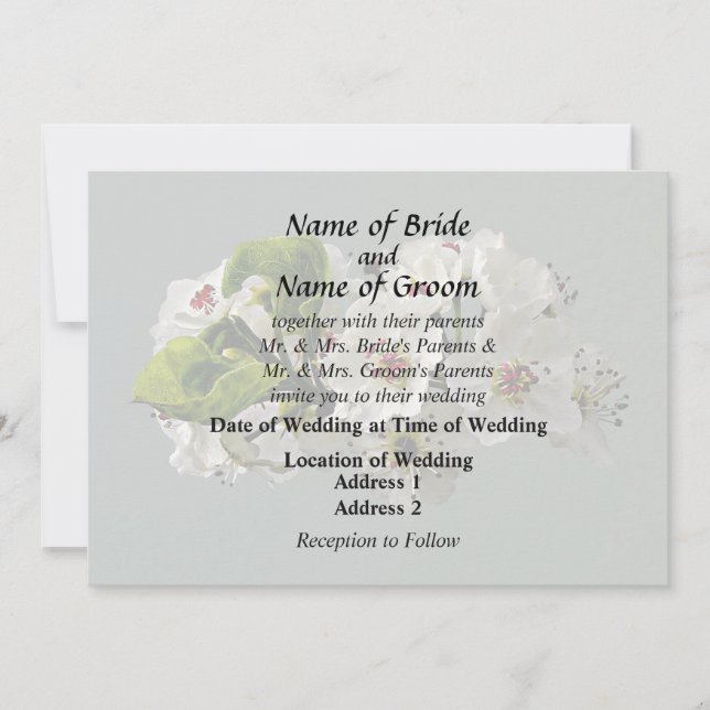 Invitation Fournitures de mariage Fleurs de poirier blanc en  (Devant)