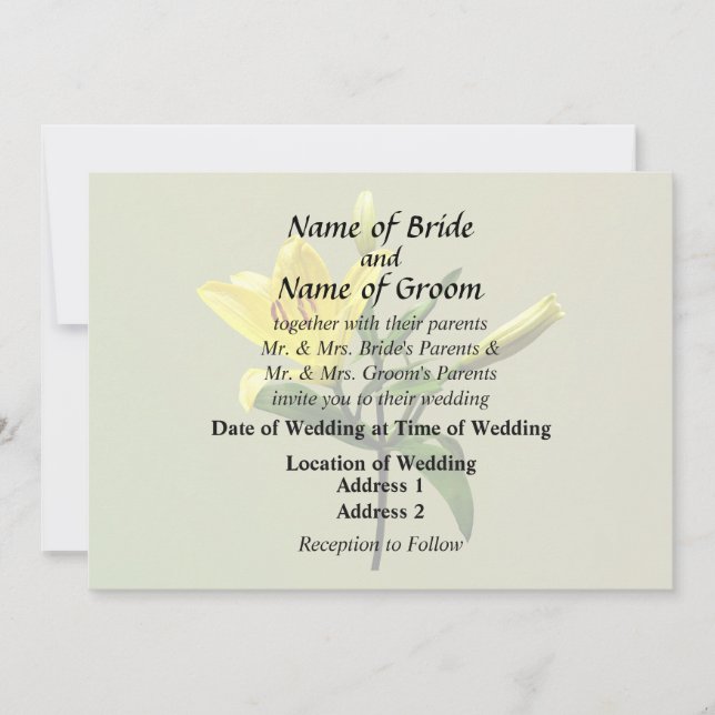 Invitation  Fournitures de mariage One Yellow Lily (Devant)