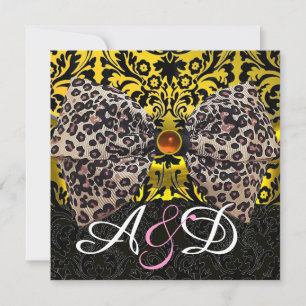 INVITATION FOURRURE ANIMALE IMPRIMÉE ARC SATIN NOIR MONOGRAMM