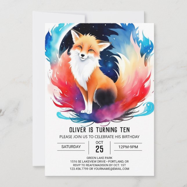 Invitation Fox Frolic dans les bois Anniversaire (Devant)