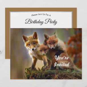 Invitation Fox Kits Photo Anniversaire