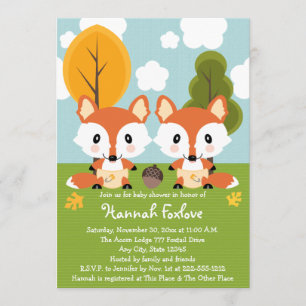 INVITATION FOX TWINS DANS LE BABY SHOWER DIAPER
