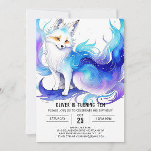 Invitation Fox Watercolor Woodland Anniversaire