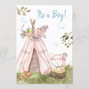 Invitation *~* Foy Teepee Tent Boho Boho Woodland Forest Boys