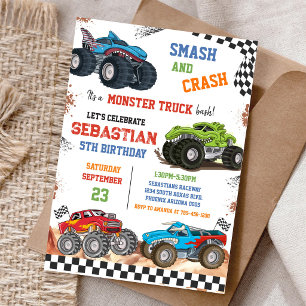 Invitation Fracas & Crash C'est l'anniversaire de garçon de B