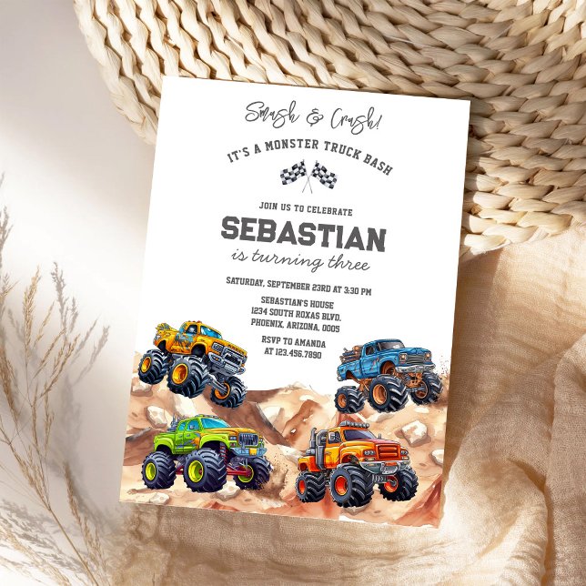 Invitation Fracas & Crash C'est l'anniversaire de garçon de B (Créateur téléchargé)