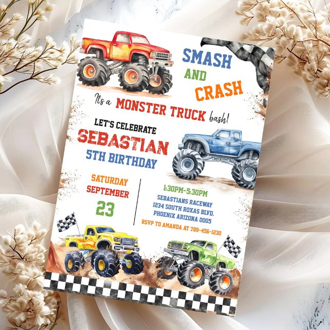 Invitation Fracas & Crash C'est l'anniversaire du garçon Bash (Créateur téléchargé)