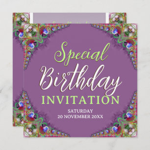 Invitation Fractages en dentelle de paon spécial fête d'anniv