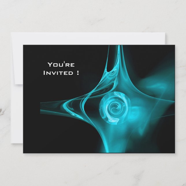 Invitation FRACTAL ROSE clair bleu noir (Devant)
