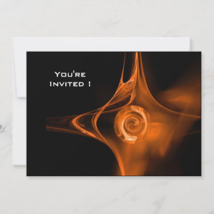 Invitation FRACTAL ROSE rouge vif orange noir