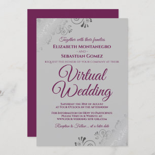 Invitation Fractions d'argent Cassis Mariage virtuel violet e