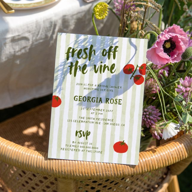 Invitation Fraîche De La Vigne Tomate Fête des mariées Levée  (Créateur téléchargé)