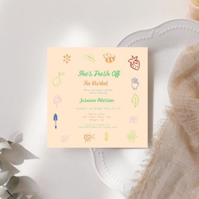 Invitation Fraîche Hors Du Marché Douche Nuptiale Tirée À La  (Créateur téléchargé)