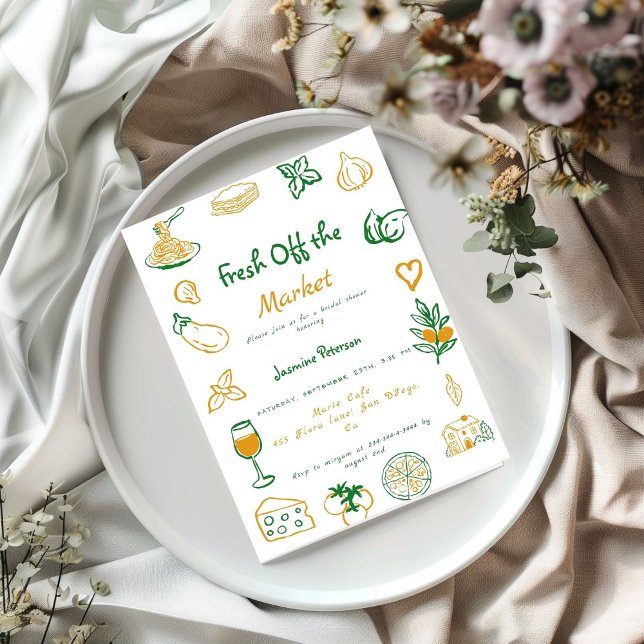 Invitation Fraîche Hors Du Marché Douche Nuptiale Tirée À La  (Créateur téléchargé)