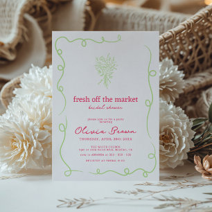 Invitation Fraîche hors du marché Fête des mariées tirée main