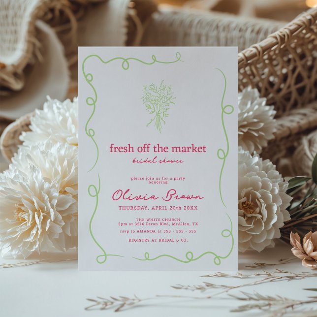 Invitation Fraîche hors du marché Fête des mariées tirée main (Créateur téléchargé)