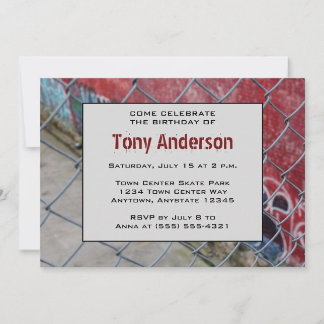 Invitation fraîche urbaine de fête d'anniversaire (Devant)