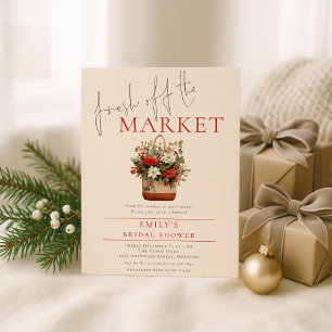 Invitation Fraîchement au marché Fête des mariées de Noël
