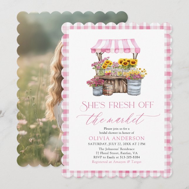 Invitation Fraîchement De La Fête des mariées De Marché Des A (Devant / Derrière)