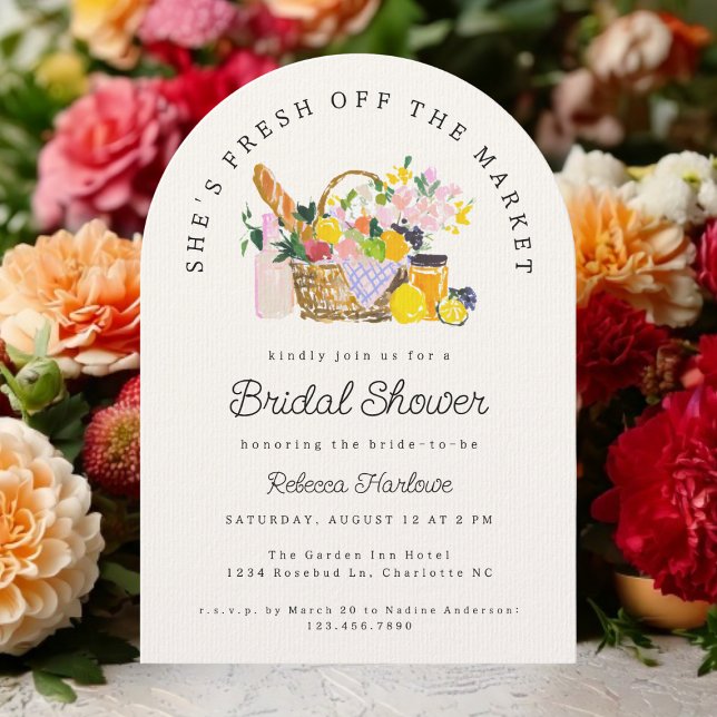 Invitation Fraîchement De La Fête des mariées De Marché Des A (Modern fresh off the market bridal shower invitation template with farmers market theme)