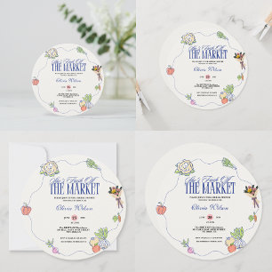 Invitation Fraîchement Sorti du Marché Fête de Fiançailles Fa