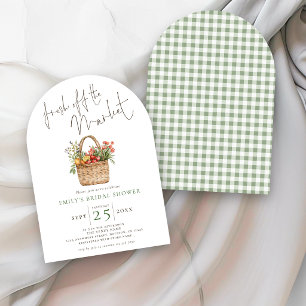 Invitation Fraîchement Sorti du Marché Sage Gingham Arche Mar