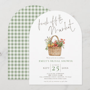 Invitation Fraîchement Sorti du Marché Sage Gingham Arche Mar