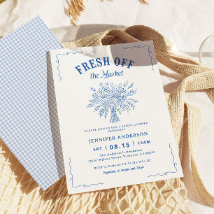 Invitation Fraîchement sortie du jardin de mariage bleu pour