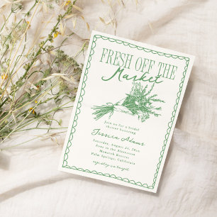 Invitation Fraîchement sortie du marché : Baby shower vert po