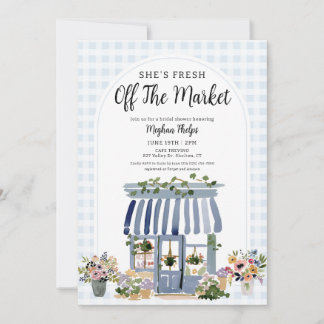 Invitation Fraîchement sortie du marché bleu floral douche de