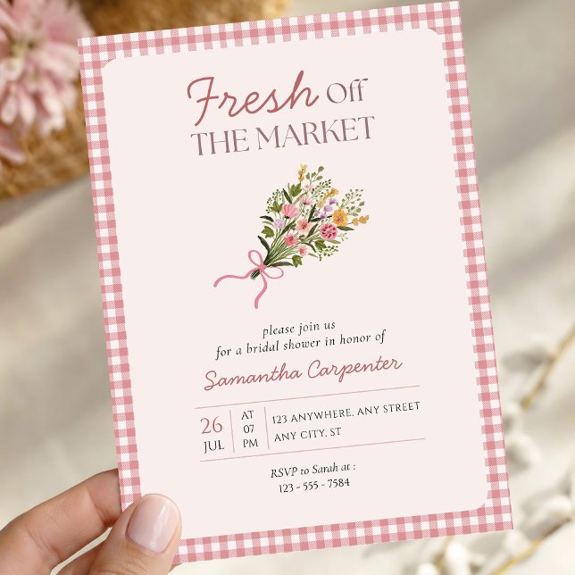 Invitation Fraîchement sortie du marché douche de mariage ros (Créateur téléchargé)