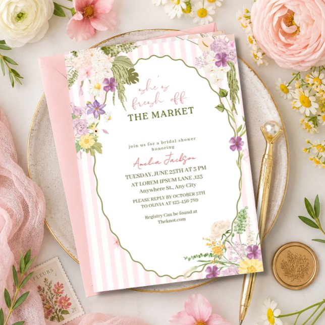 Invitation Fraîchement sortie du marché, fête prénuptiale au  (Créateur téléchargé)