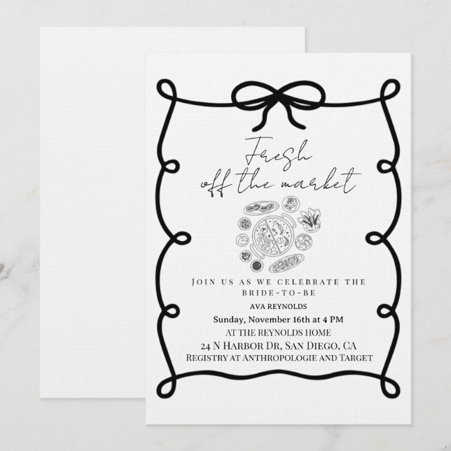 Invitation Fraîchement sortie du marché floral Fête de mariag (Devant / Derrière)