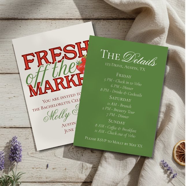 Invitation Fraîchement sortie du marché – Mariée moderne pers (Celebrate your newly-engaged status in style with this elegant “Fresh Off the Market” design!)