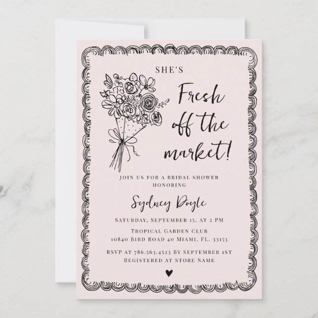 Invitation Fraîchement sortie du marché Réception de mariage  (Devant)