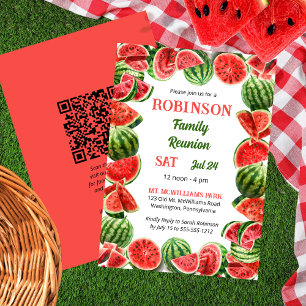 Invitation Fraîches pastèques d'été Code QR Réunion familiale