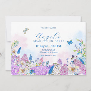 Invitation Fraîcheur bleu violet Floral