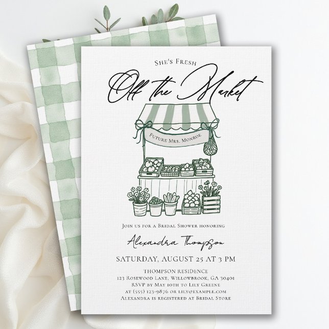Invitation Frais du marché Moderne Chic Enterrement de vie de (fresh off the market bridal shower invitation farmers stand hand drawn modern bold calligraphy)