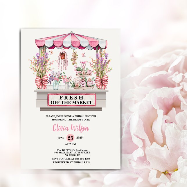 Invitation Frais Éclos sur le Marché Fleurs Chic pour la Fête (Fresh Off the Market Bridal Shower Floral Chic )