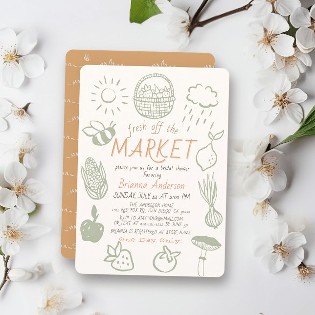 Invitation Frais Sorti du Marché Doodle Enterrement de Vie de (Créateur téléchargé)